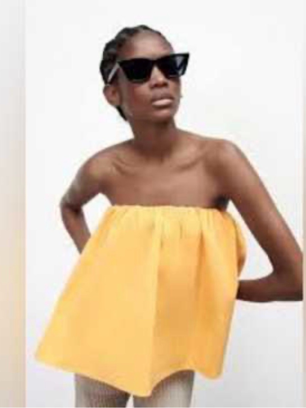 Zara Peach-Orange Strapless Smocked Top